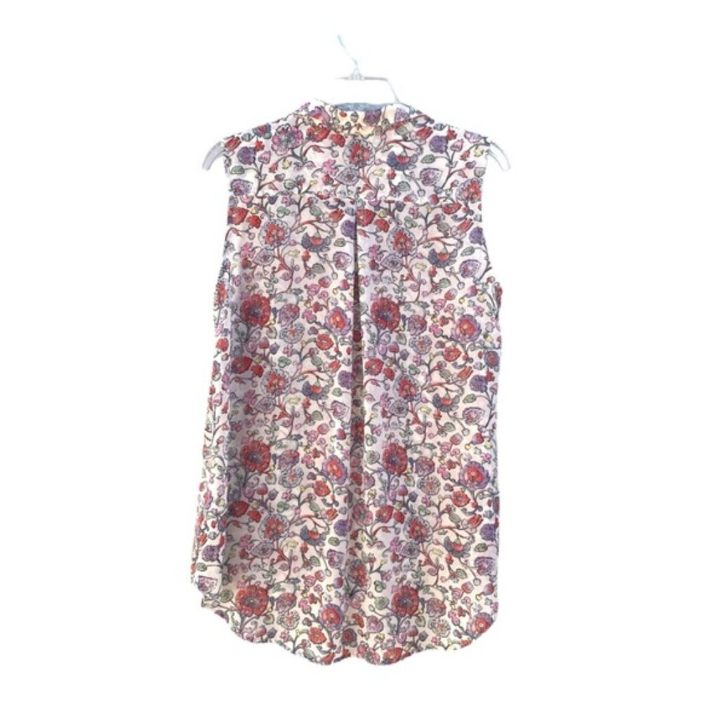 H&M Women’s Floral Print Semi Sheer Sleeveless Button-Down Top Size 10 - Picture 8 of 8